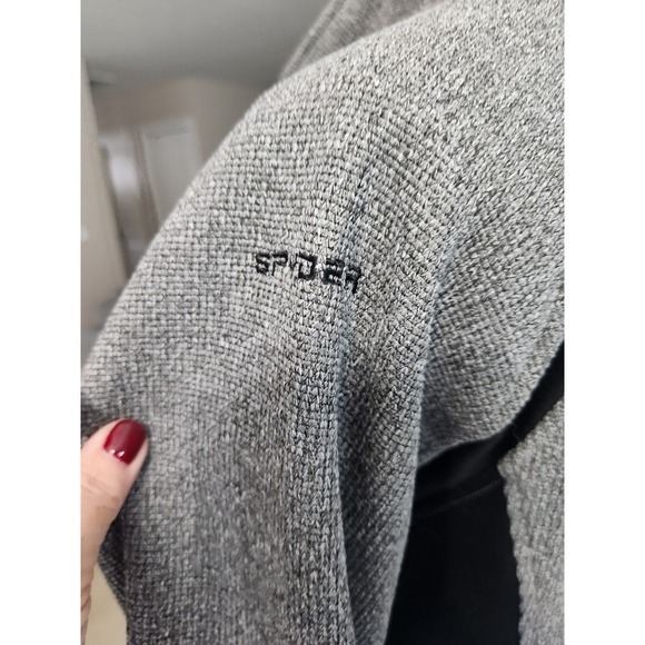 Spyder Full Zip Jacket‎ Gray & Black Sweater Knit Mock Neck Outdoor Activewear - Picture 4 of 12